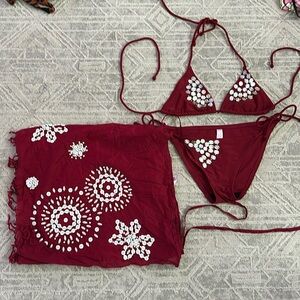 Absolutely stunning red bikini and matching sarong by Victorias Secret size XS